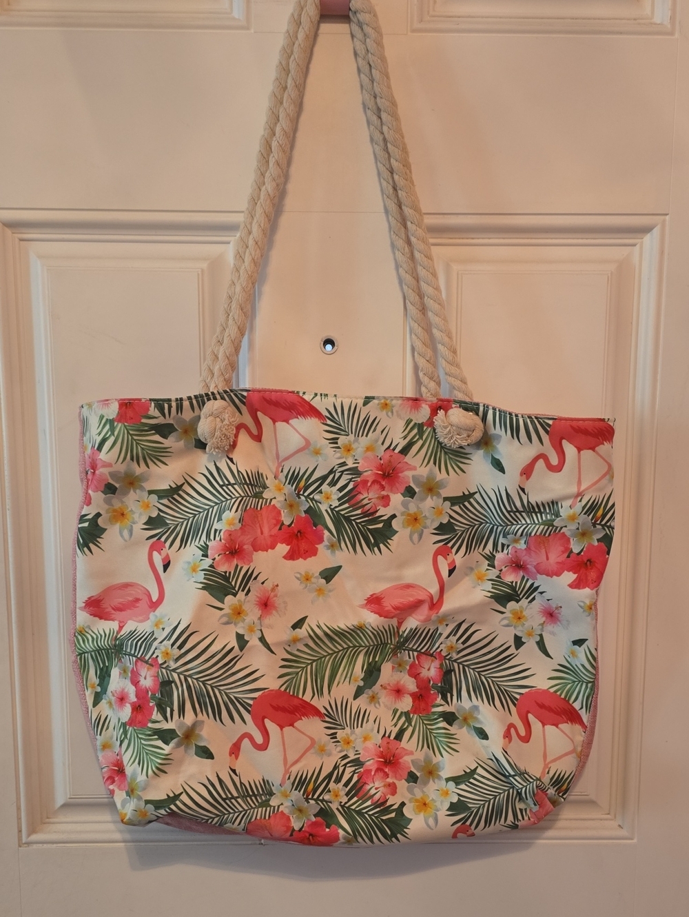 Flamingo Tropical Canvas Tote Bag - Pink